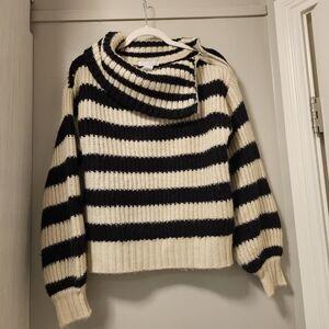 Striped Black and Cream Women's Sweater